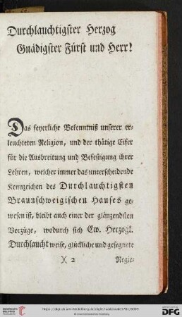 Durchlauchtigster Herzog, Gnädigster Fürst und Herr!