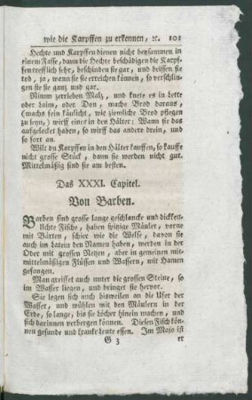 Das XXXI. Capitel. Von Barben