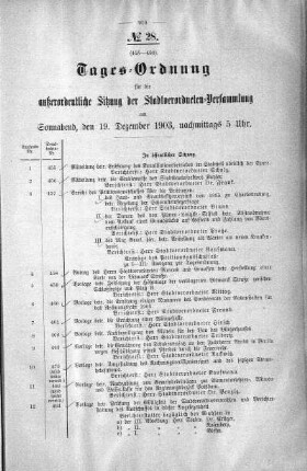 Tages-Ordnung, 19. Dezember 1903