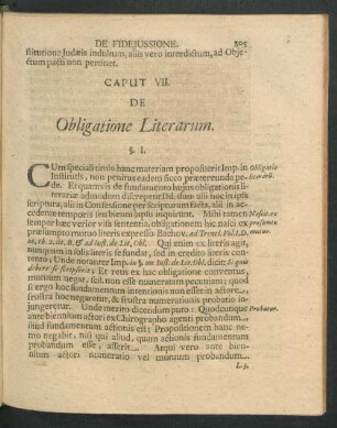 Caput VII. De Obligatione Literarum.