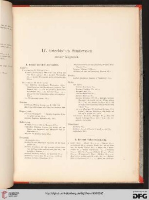 IV: Griechisches Staatswesen ausser Magnesia