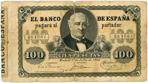 Geldschein, 100 Pesetas, 1.7.1884