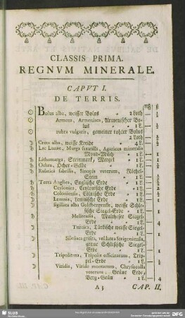 Classis Prima. Regnum Minerale