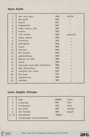 Luise Sophie Stomps (Nr. 1-15)