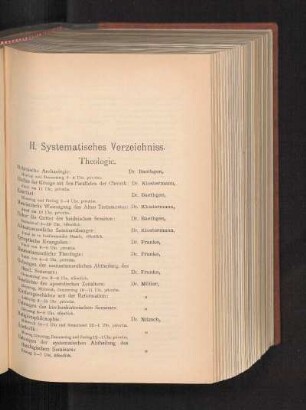 II. Systematisches Verzeichniss.