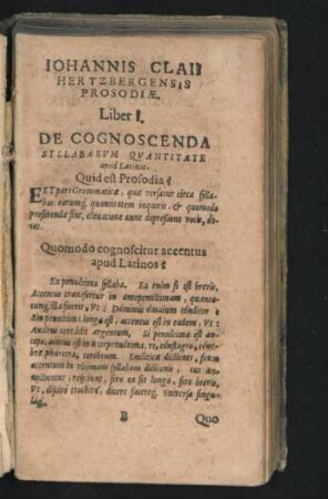 Liber I. De Cognoscenda Syllabarum quantitate apud Latinos.