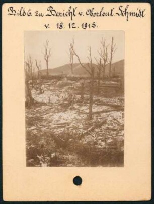 Foto des zerstörten Geländes vor den französischen Stellungen beim Hartmannsweilerkopf