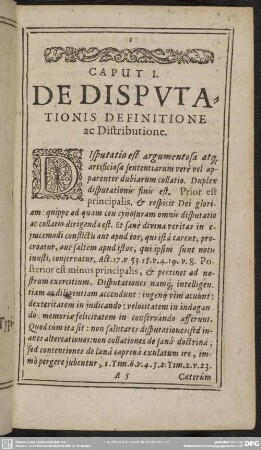 Caput I. De Disputationis Definitione ac Distributione