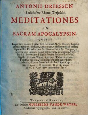 Meditationes in S. Apocalypsin