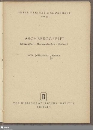 Aschberggebiet : Klingenthal, Markneukirchen, Schöneck