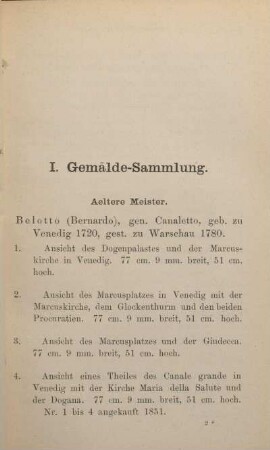 I. Gemälde-Sammlung.