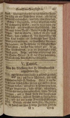 V. Capitel. Wie die Niessung des H. Abendmahls anzustellen sey