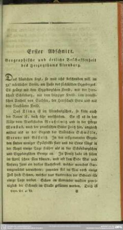 Erster Abschnitt. Geographische und örtliche Beschaffenheit des Herzogthums Altenburg