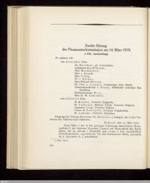 Zweite Sitzung der Finanzunterkommission am 14. März 1919