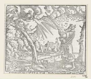 Hagelplage, aus: Martin Luther, "Biblia: Das ist: Die gantze heilige Schrifft: Deudsch", Wittenberg 1561, S. 37 verso