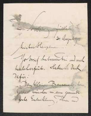 Brief von Walter Leistikow an Gerhart Hauptmann