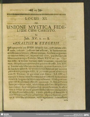 Locus XI. De Unione Mystica Fidelium Cum Christo. Ex. Joh. XV. 1. -- 8.