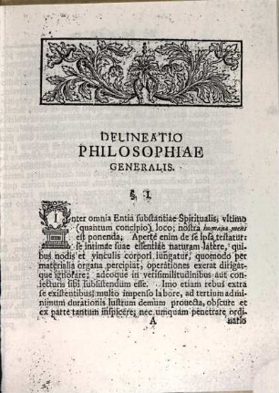Exercitatio Docimastica, Exhibens Delineationem Philosophiae Generalis