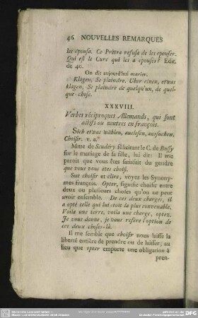 XXXVIII. Verbes réciproques Allemands, qui sont actifs ou neutres en françois