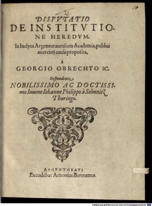 Disp. de institutione heredum