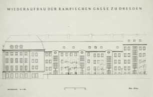 Wiederaufbau Rampische Strasse : Dresden, Entwurf zum Wiederaufbau der Häuser an der Rampischen Straße, Aufriss der Hofseite