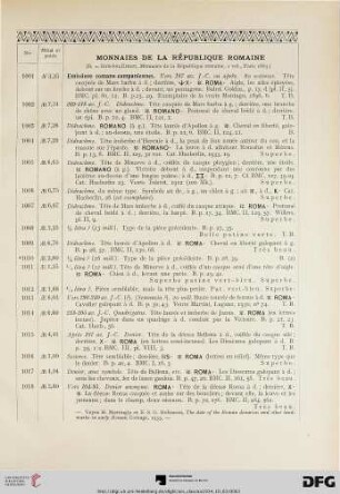 Monnaies de la République Romaine (Nr. 1001-1090)