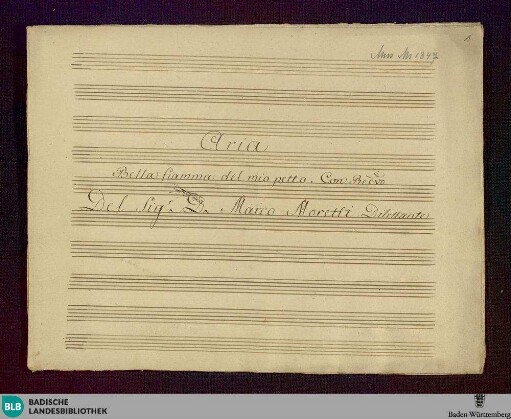 Bella fiamma del mio petto - Don Mus.Ms. 1347 : S, strings; E