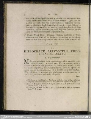 Cap. IV. De Hippocrate, Aristotele, Theophrasto, Arato
