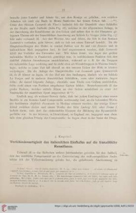 3. Kapitel: Verschiedenartigkeit des italienischen Einflusses auf die französische Renaissance