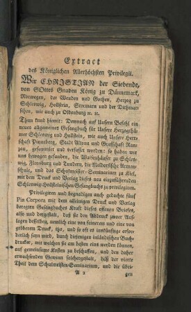 Extract des Königlichen Allerhöchsten Privilegii.