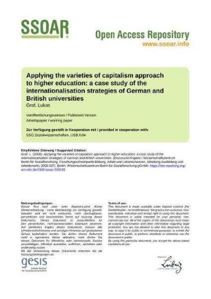 Applying the varieties of capitalism approach to higher education: a case study of the internationalisation strategies of German and British universities