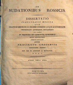 De sudationibus Rossicis : Dissertatio inauguralis medica