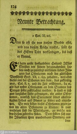 Neunte Betrachtung. I Cor. XI, 26