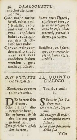Das Funfte Gesprach / Il Quinto Dialogo