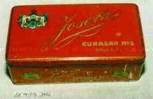 Blechdose für 100 Stück Zigaretten "Josetti CURASAN No. 5 GOLD TIPS"