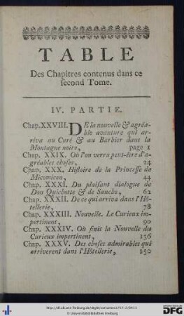 Table des Chapitres contentus dans ce second Tome.