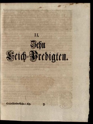 II. Zehn Leich-Predigten
