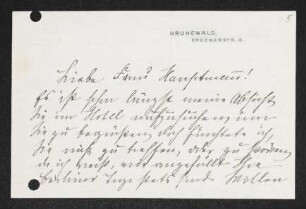 Brief von Hedwig Fischer an Margarete Hauptmann