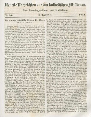 Neueste Nachrichten aus den katholischen Missionen Nr. 36