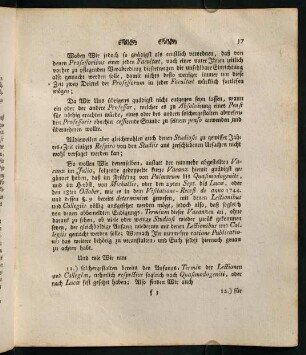 11. "Termin der Lectionen und Collegien"