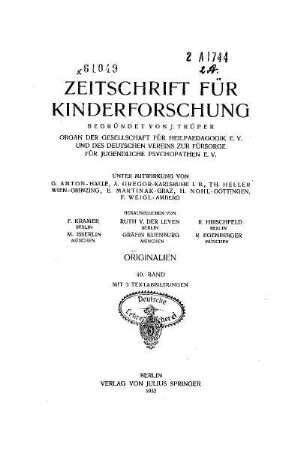 40: Zeitschrift für Kinderforschung - 40.1932