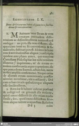 Exercitatio LX. Deum & Creaturam habere aliquam in re similitudienm & convenientiam