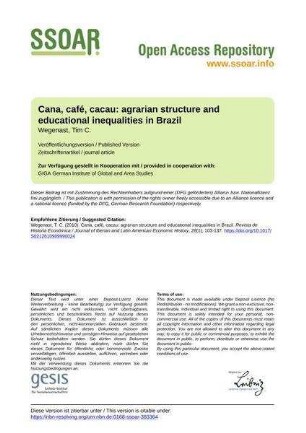 Cana, café, cacau: agrarian structure and educational inequalities in Brazil