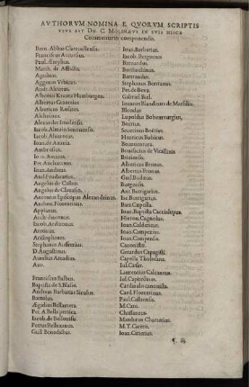 Authorum Nomina E Quorum Scriptis Usus Est Dn. C. Molinaeus In Suis Hisce Commentariis componendis