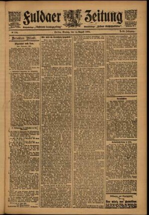 Zweite Ausgabe vom Montag, den 14. August 1905.