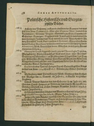 Politische/ Historische und Geographische Bücher.