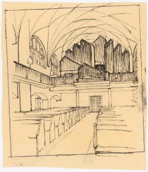 Johannesstift Berlin-Spandau Stiftskirche. Neue Orgel: Orgelempore Perspektivische Ansicht