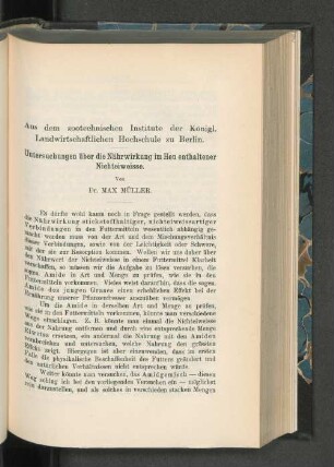 Untersuchungen über die Nährwirkung im Heu enthaltener Nichteiweisse.