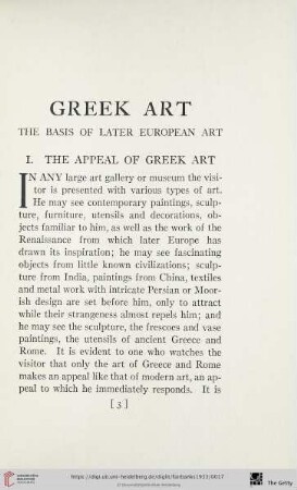 I. The Appeal of Greek Art
