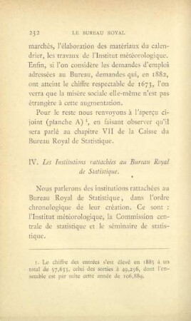 IV. Les Institutions rattachées au Bureau Royal de Statistique